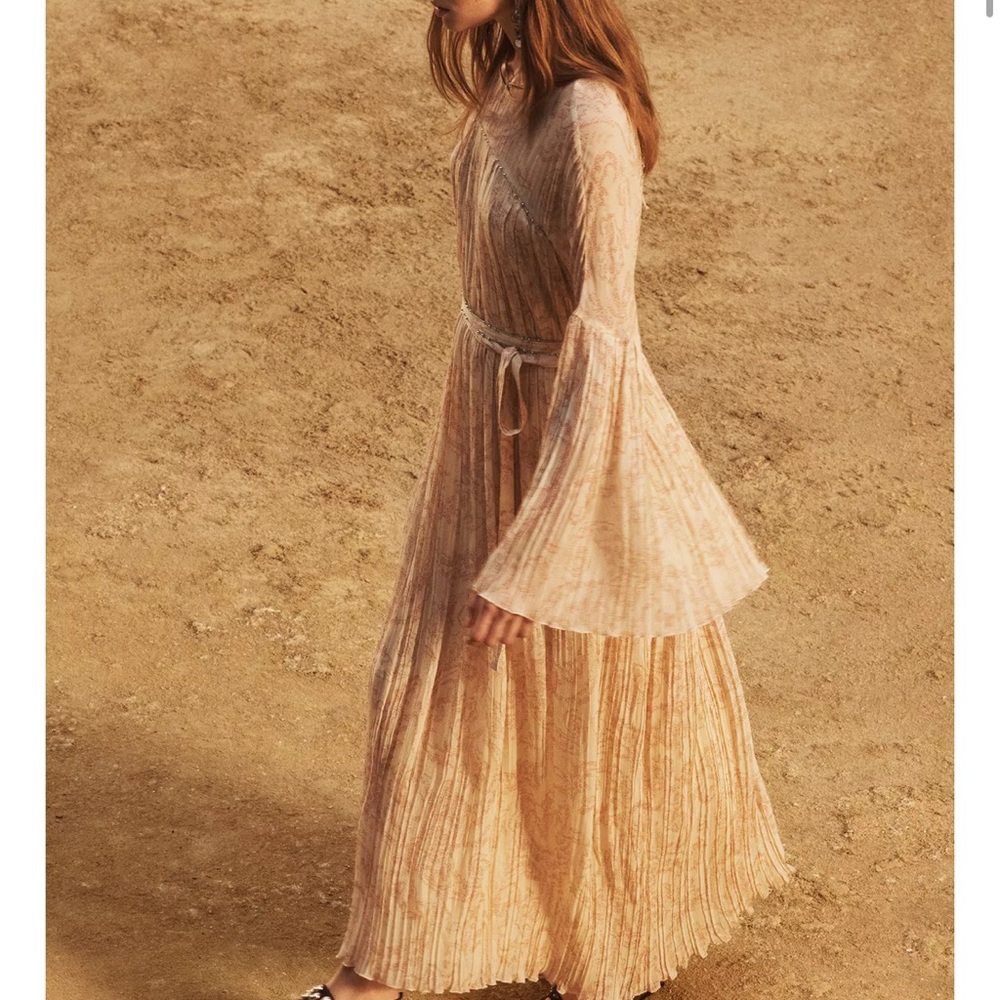 Zara Cream and Brown Maxi Dress